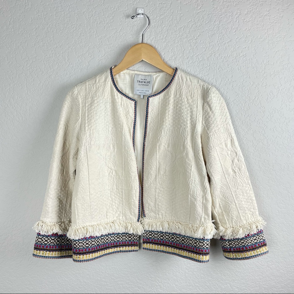 Zara Trafaluc Jacquard Embroidered Jacket